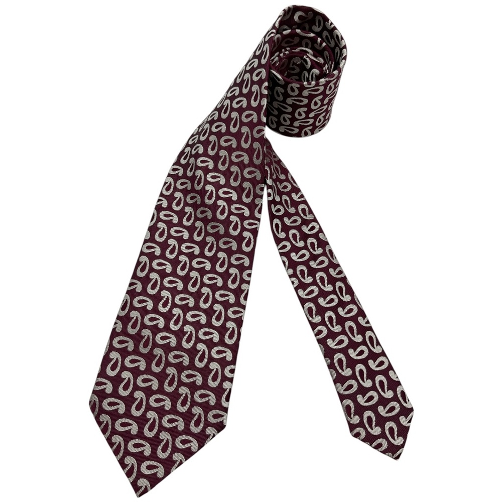 CHARVET Burgundy/Ivory Paisley Silk LUXURY Tie ITALY